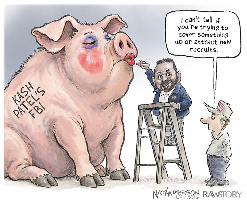 https://cdn.tinyview.com/nick-anderson/2026/09/15/animal-farm/091626.Kash_Patel_FBI_Lipstick_On_Pig-copy.jpg