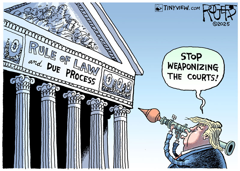 https://cdn.tinyview.com/rob-rogers/2025/04/18/weaponized-trump/20250418_Weaponized_Trump.jpg